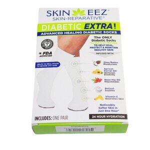 SKIN EEZ Advanced Healing Diabetic Socks Knee High Unisex Moisturizing Loose S/M